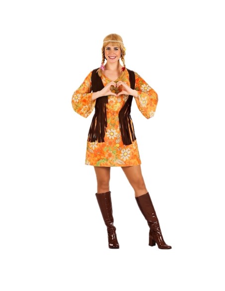 Fantasia Hippie para Mulher Tamanho M - de alta qualidade, ideal para o carnaval, festas temáticas e eventos especiais.
